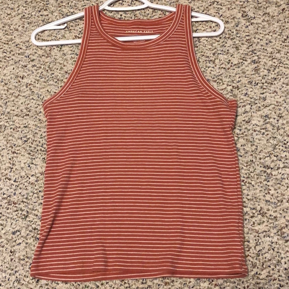 peach and white striped tank top